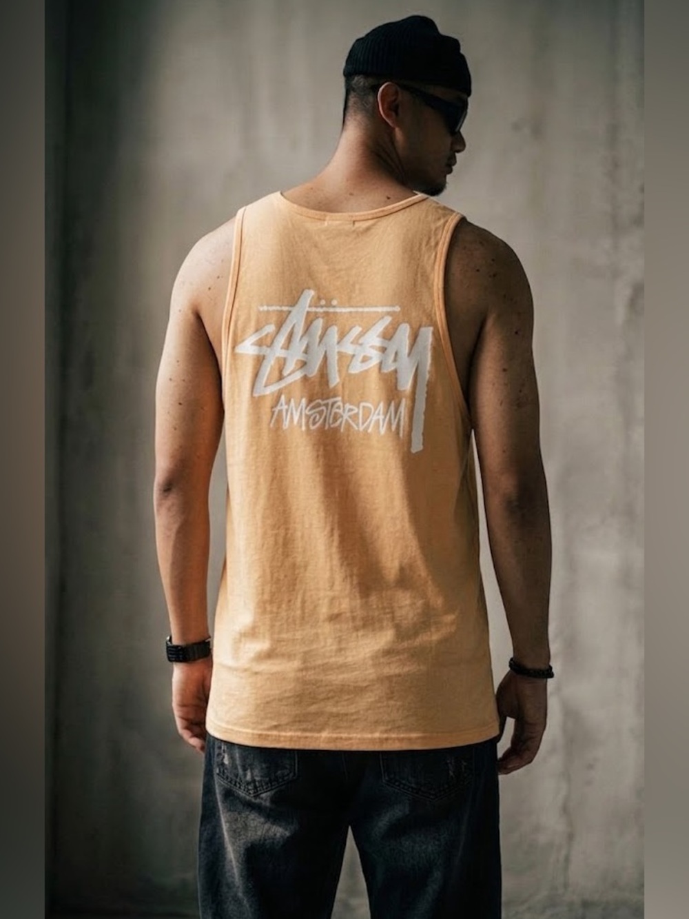 🆕 STUSSY Tank Top Shirt Stüssy AMSTERDAM Chapter Muscle Tee in Summer Peach 🇳🇱